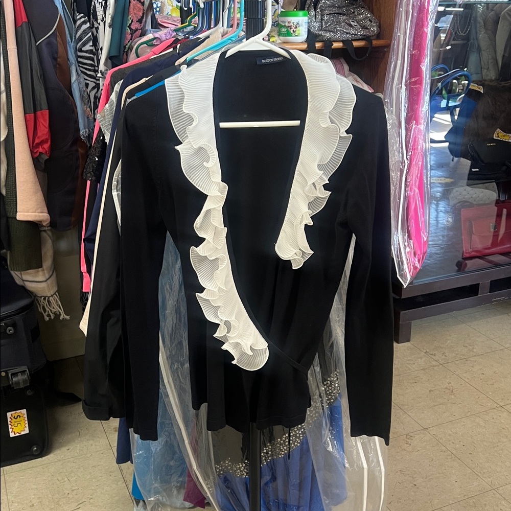 Boston Proper Elegant Black and White blouse